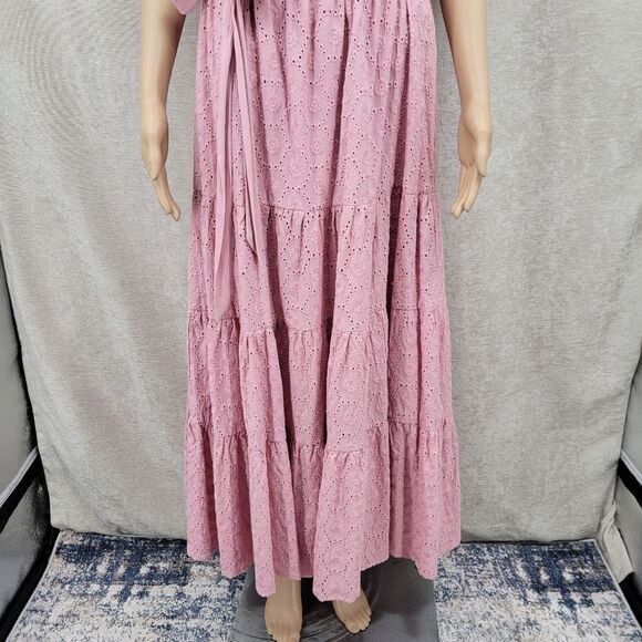 Westbound Pink Smocked Eyelet Cotton Maxi Dress Women's Size Large NEW - Picture 5 of 12